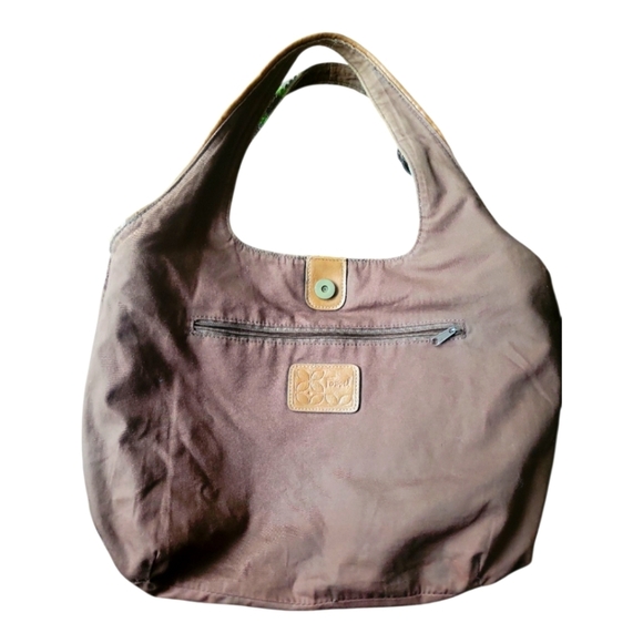 Fossil Floral Embroidered Leather Trim and Fabric Summer Women's Tote Bag - Picture 7 of 8